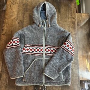 Laundromat fleece lined wool full zip sweater size Large